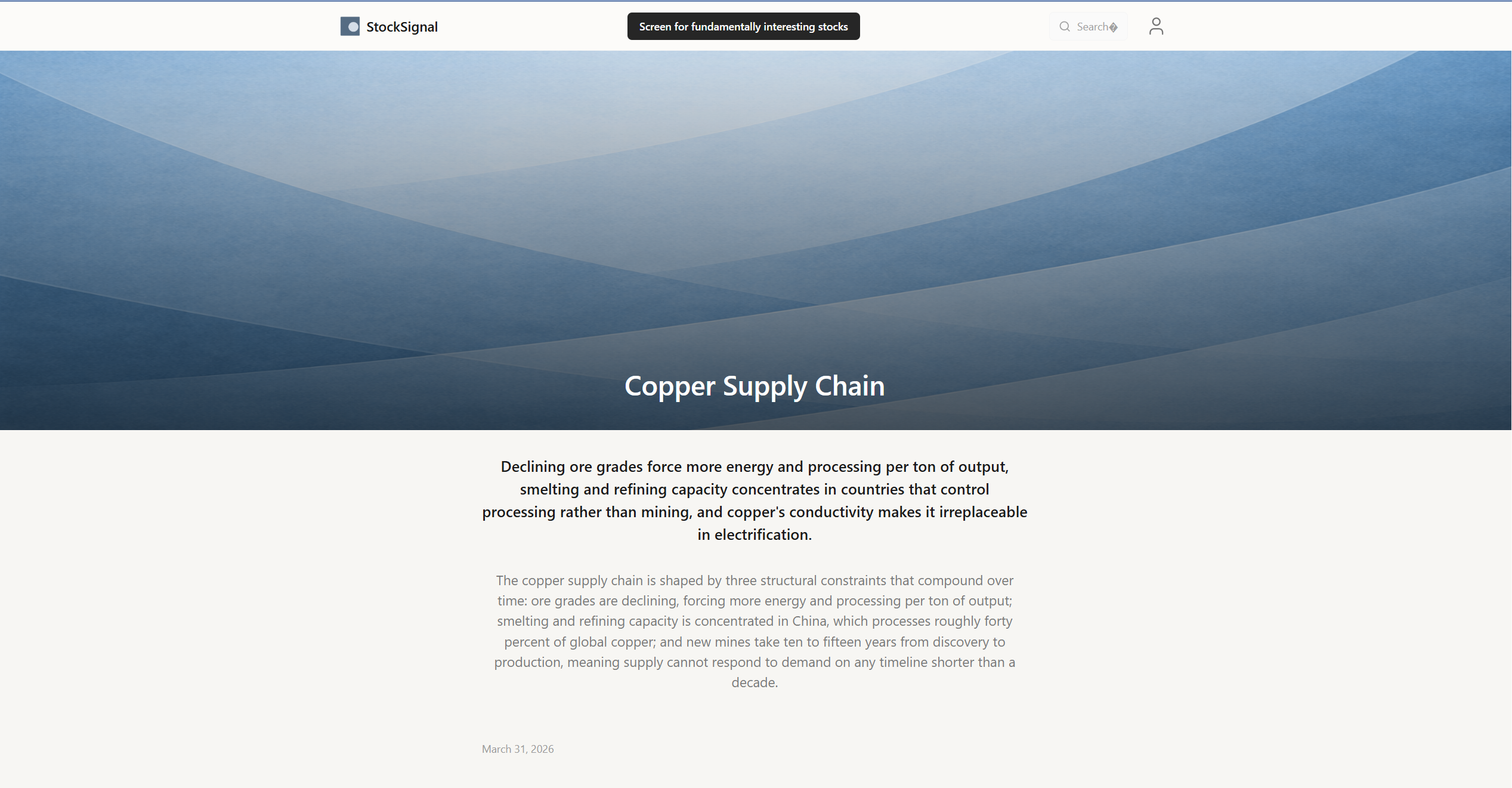 Copper Supply Chain page